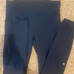 Lululemon navy leggings. Missing tag. Size 8. Good condition. Has pockets